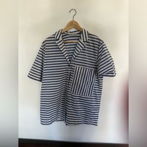Everlane Striped Pocket Short Sleeve Button Down